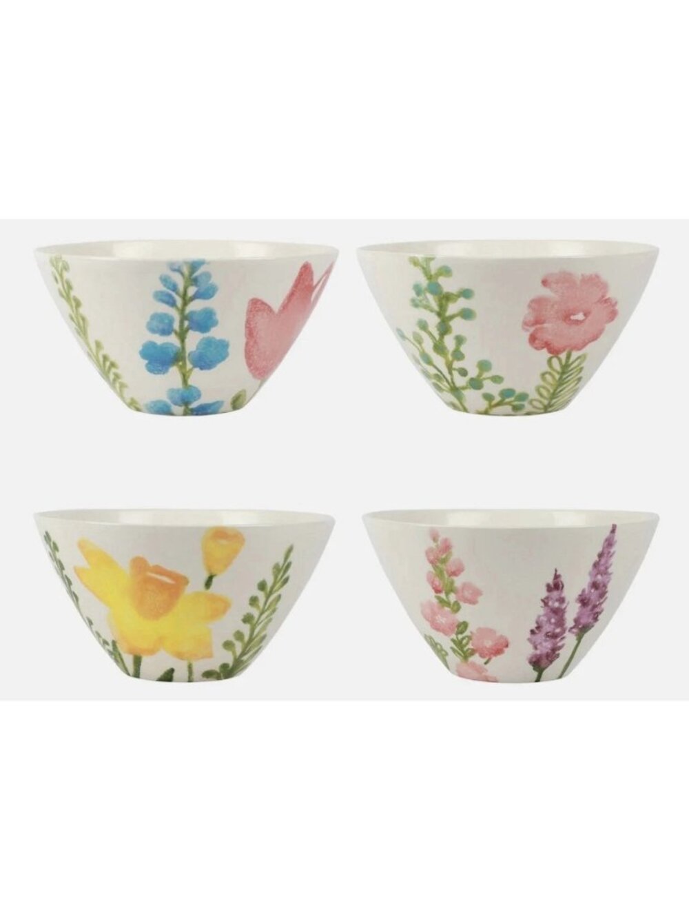 VIETRI Fiori di Campo Cereal Bowls Set of 4 Handpainted Italian Stoneware - NEW